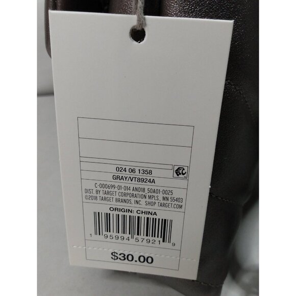 A New Day Quilted Boxy Small Crossbody Bag Metallic Gray Chain Vegan Purse NWT - Picture 4 of 6